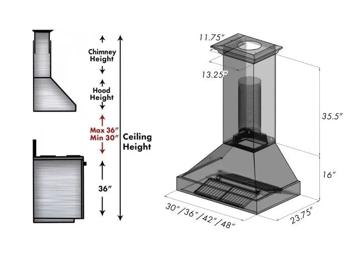ZLINE 48" DuraSnow® Stainless Steel Range Hood with Blue Matte Shell (8654SNX-BM48)